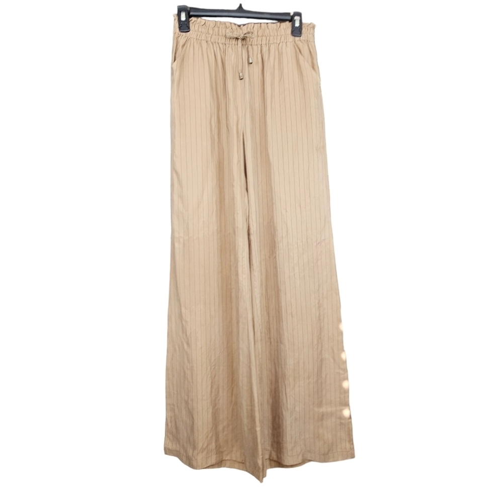 MAAC LONDON Women's Metropole Pin Striped Wide Leg Drawstring Pants Size M